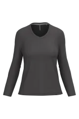 T-shirt col V manches longues femme coloris Dark Grey