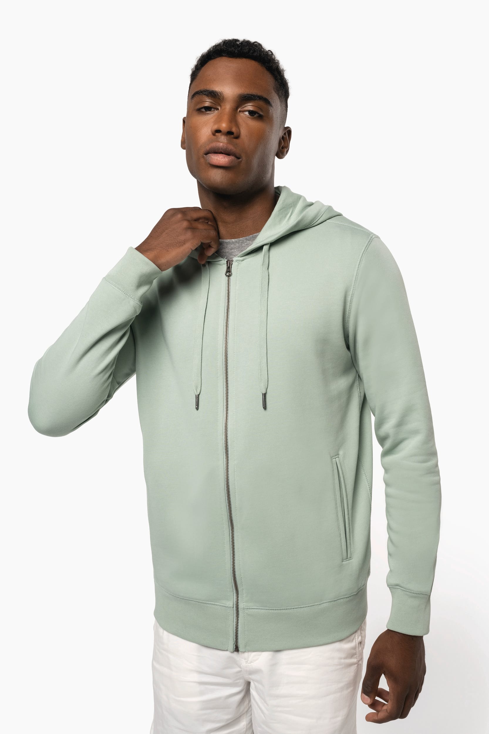 Sweat-shirt french terry écoresponsable zippé à capuche unisexe – vue 2