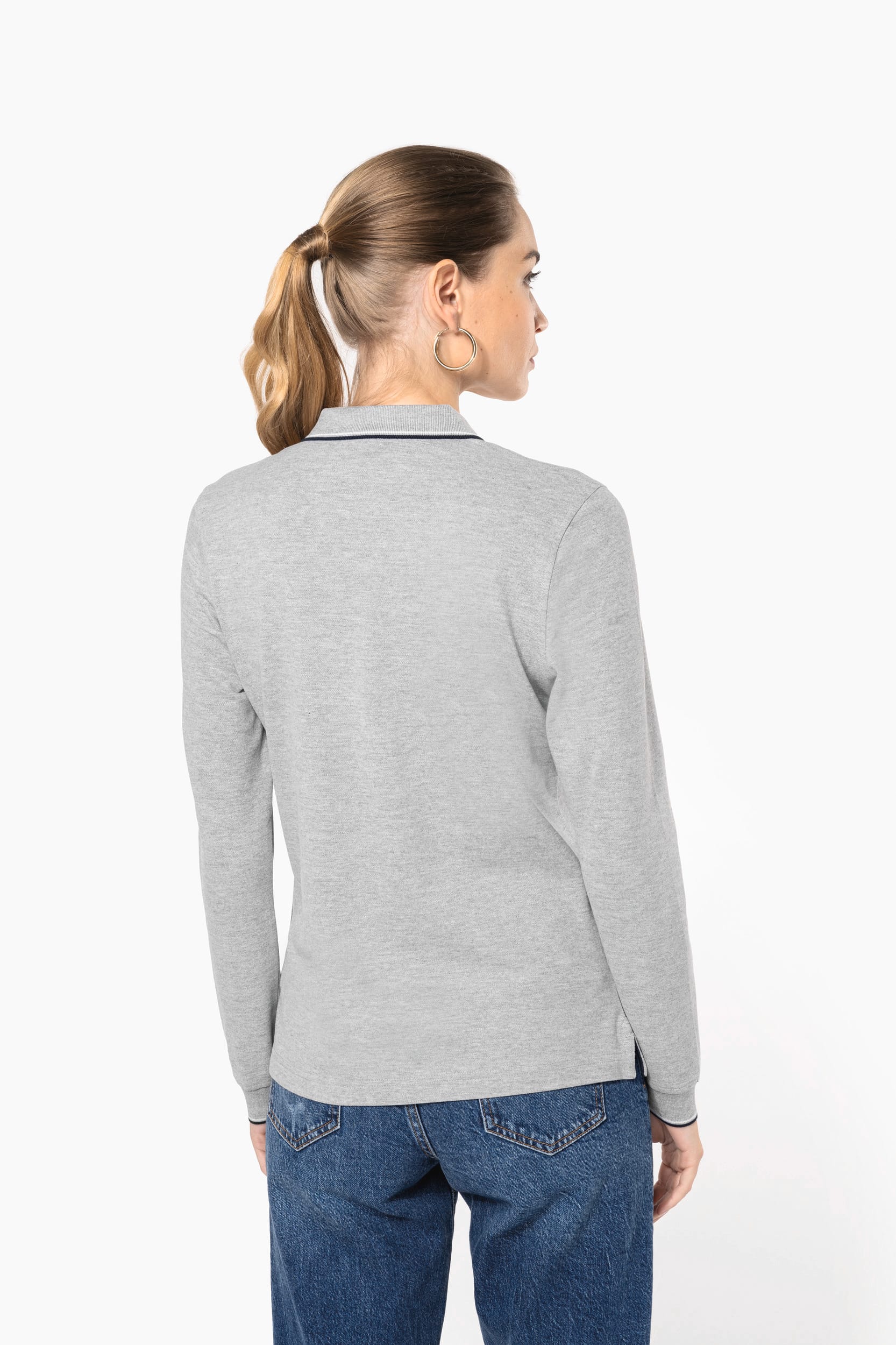 Polo maille piquée manches longues femme – vue 2