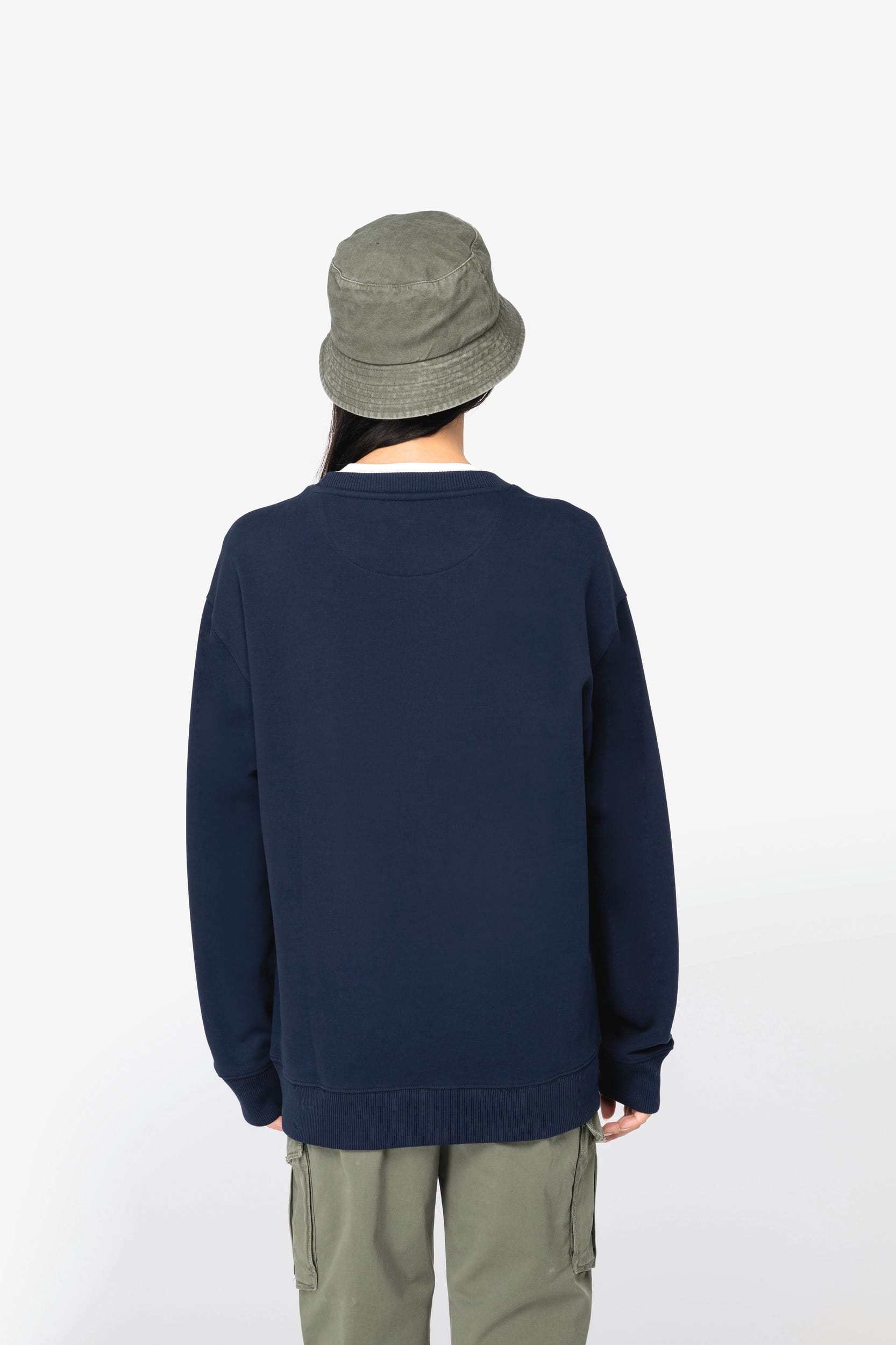 Sweat-shirt écoresponsable à col rond à épaules tombantes French Terry unisexe – vue 5