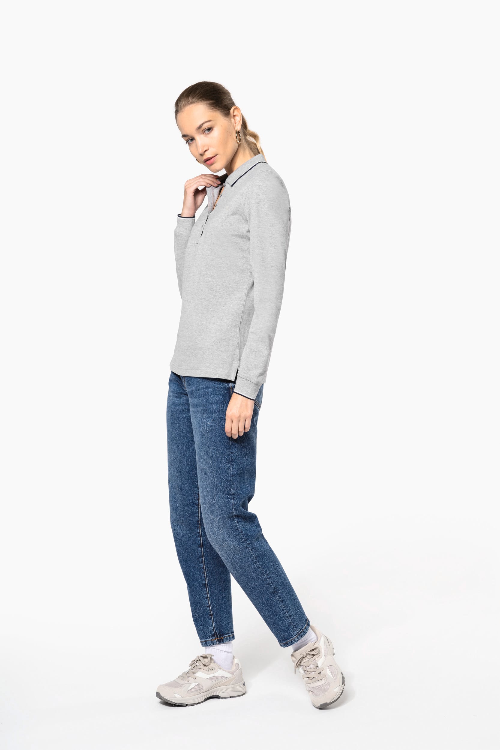 Polo maille piquée manches longues femme – vue 7
