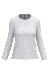 T-shirt col rond manches longues femme coloris Ash Heather