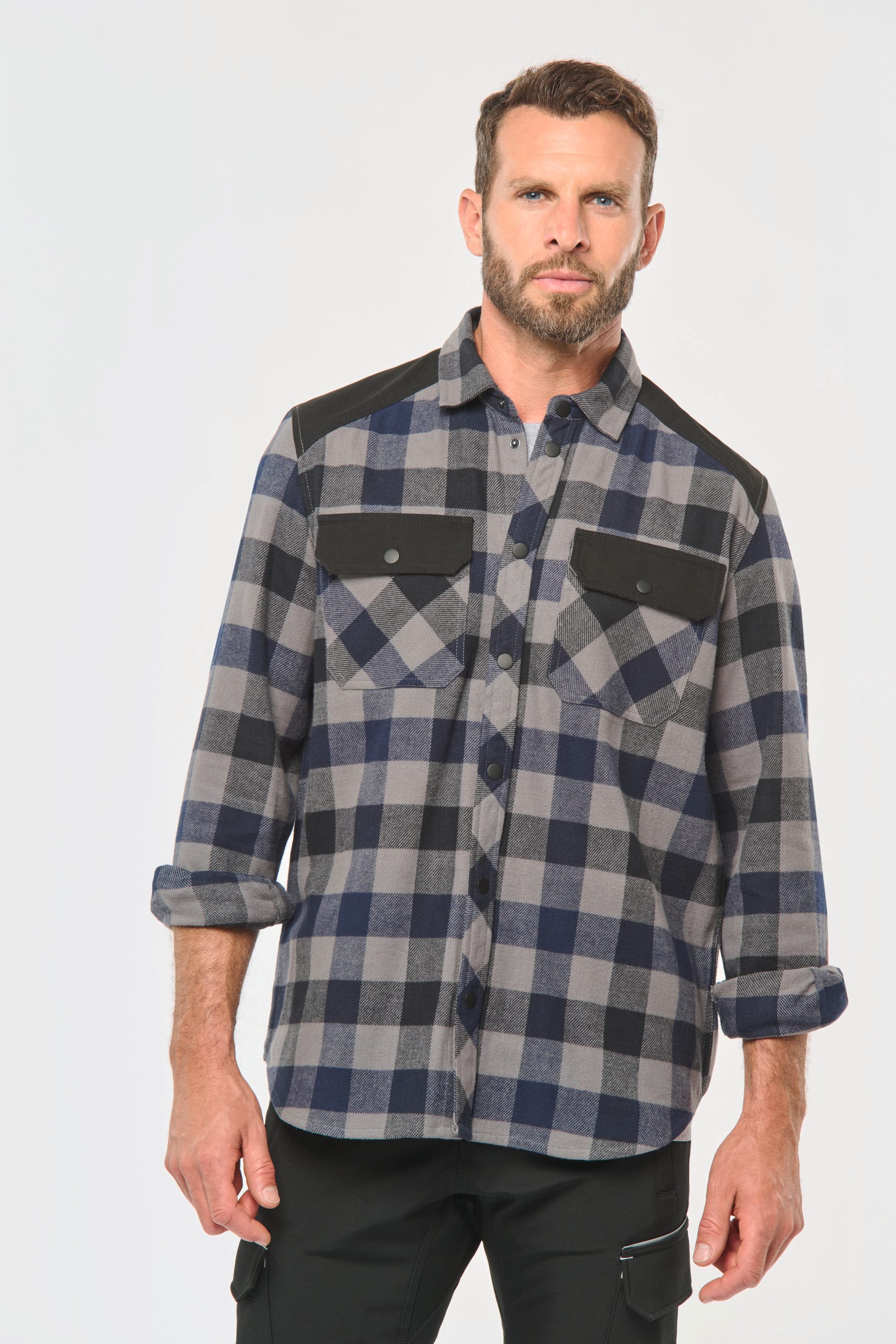 Chemise à carreaux avec poches homme – vue 3