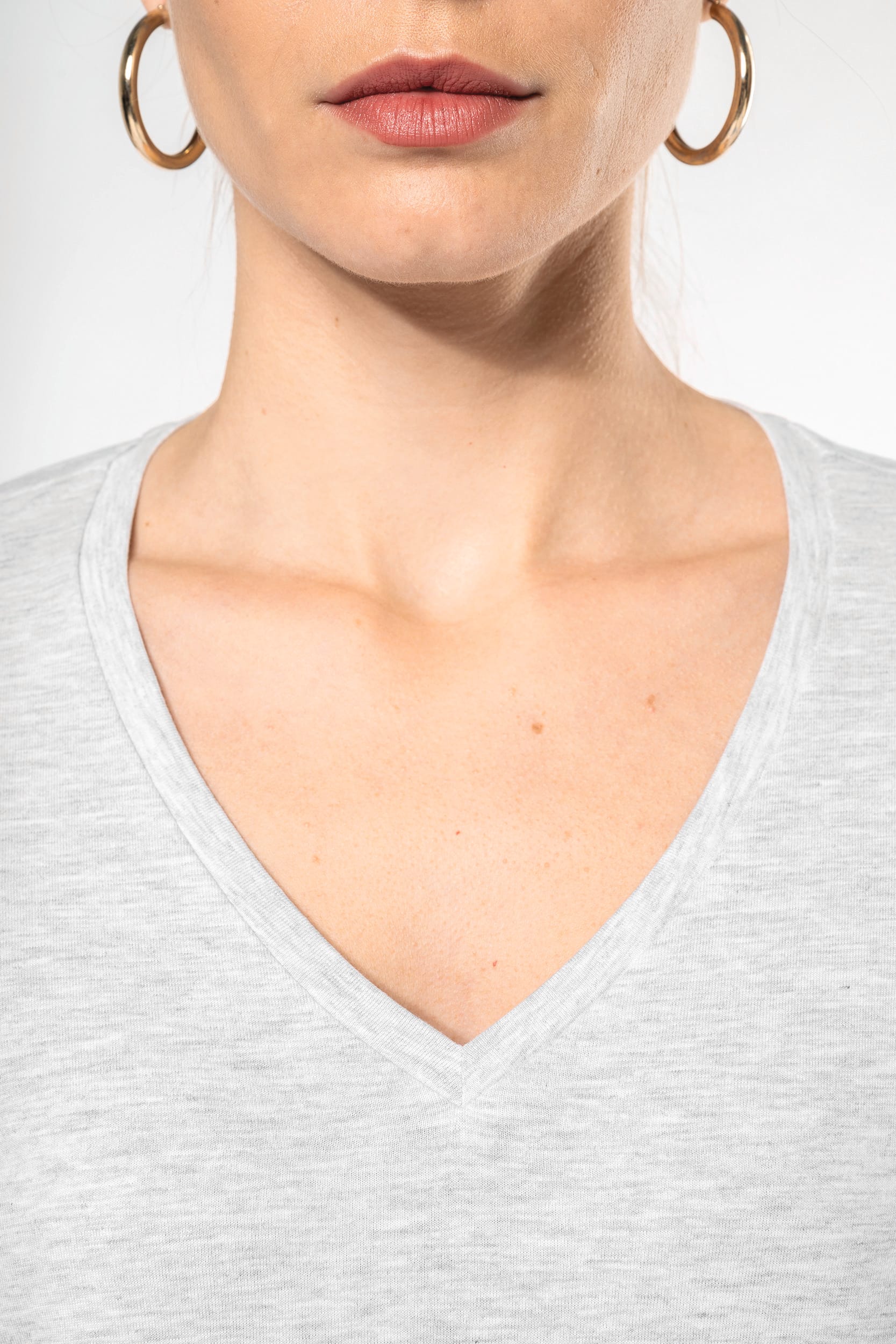 T-shirt col V manches longues femme – vue 3
