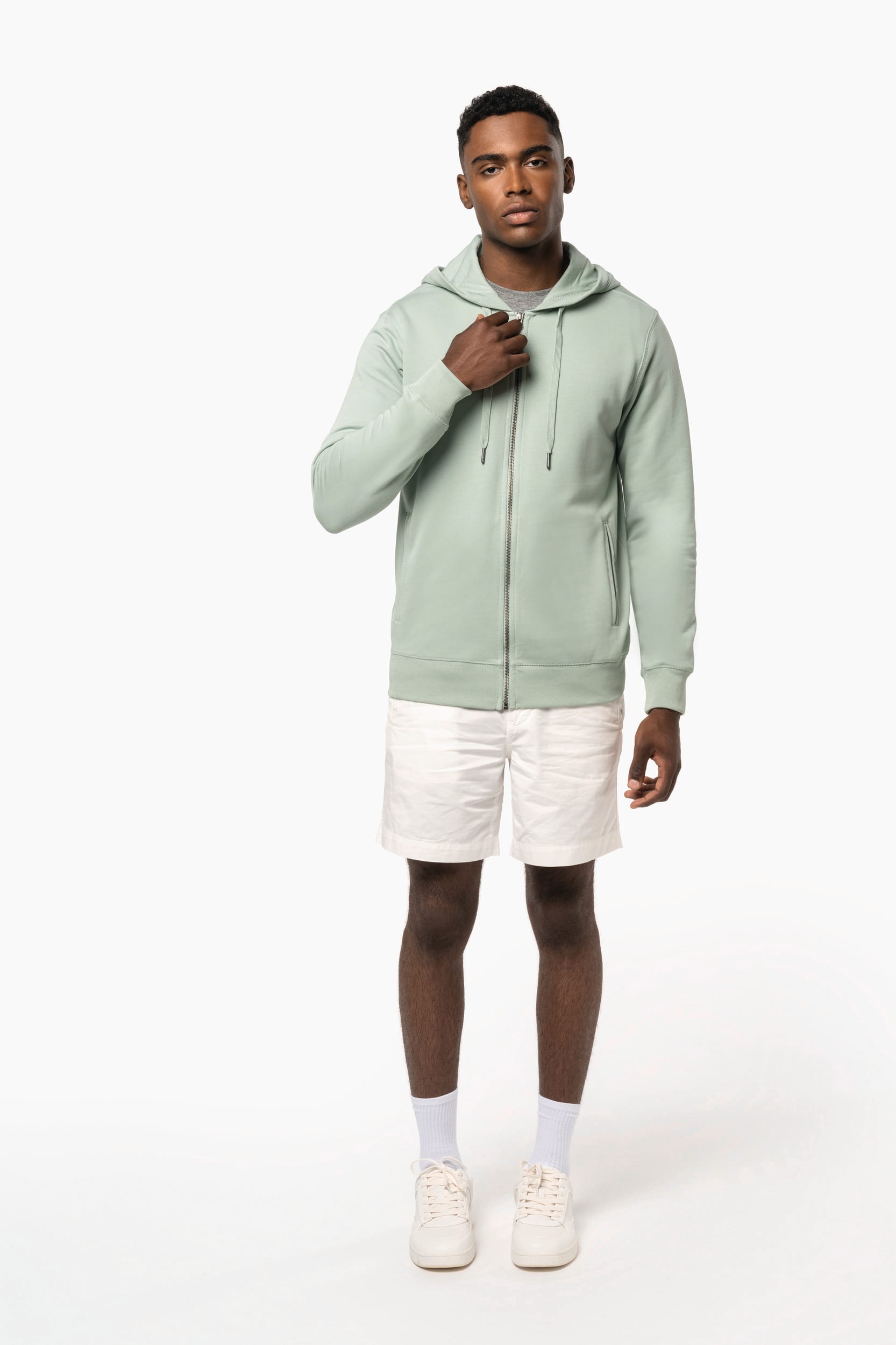 Sweat-shirt french terry écoresponsable zippé à capuche unisexe – vue 9