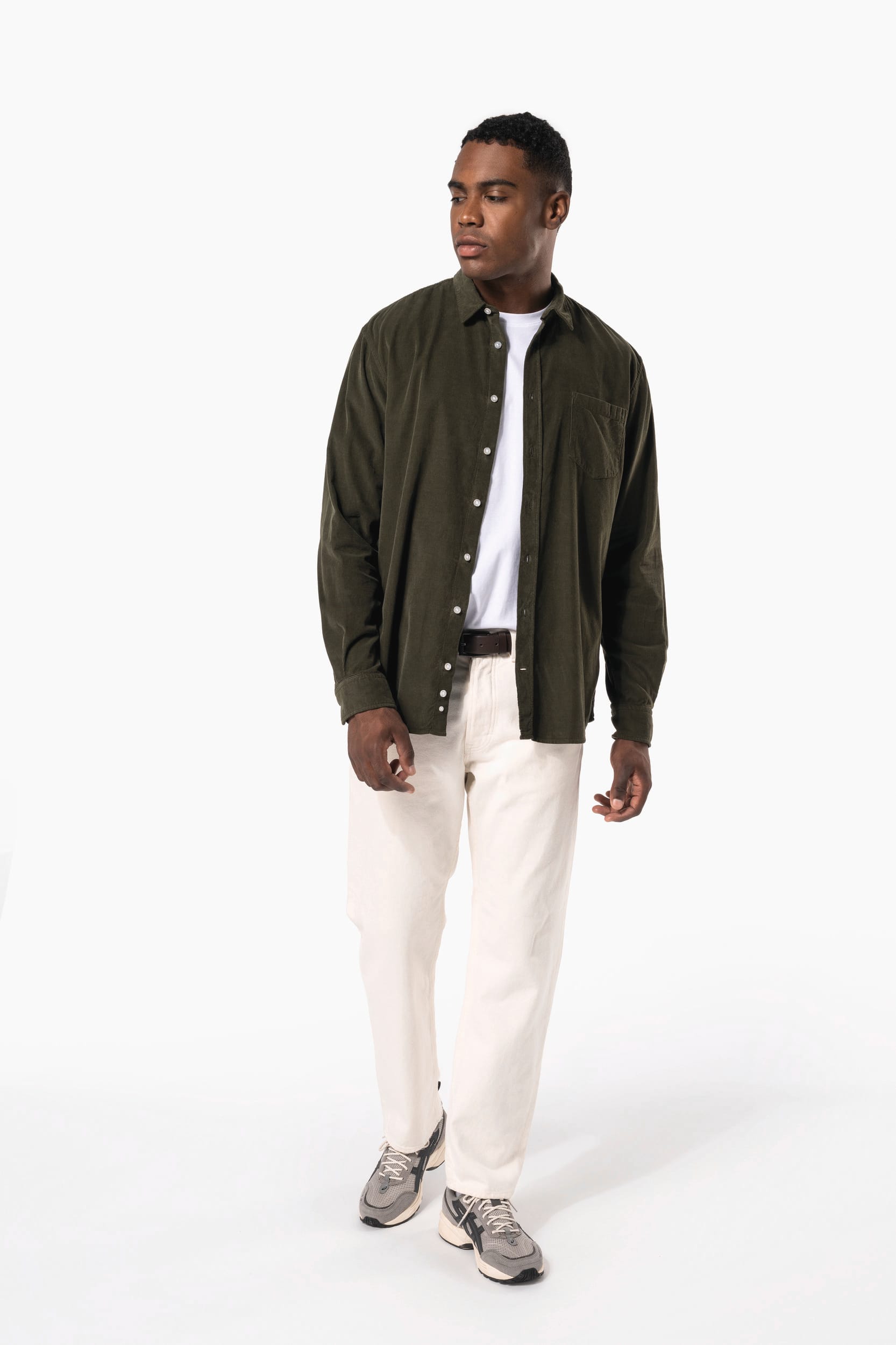 Chemise manches longues en velours homme – vue 9