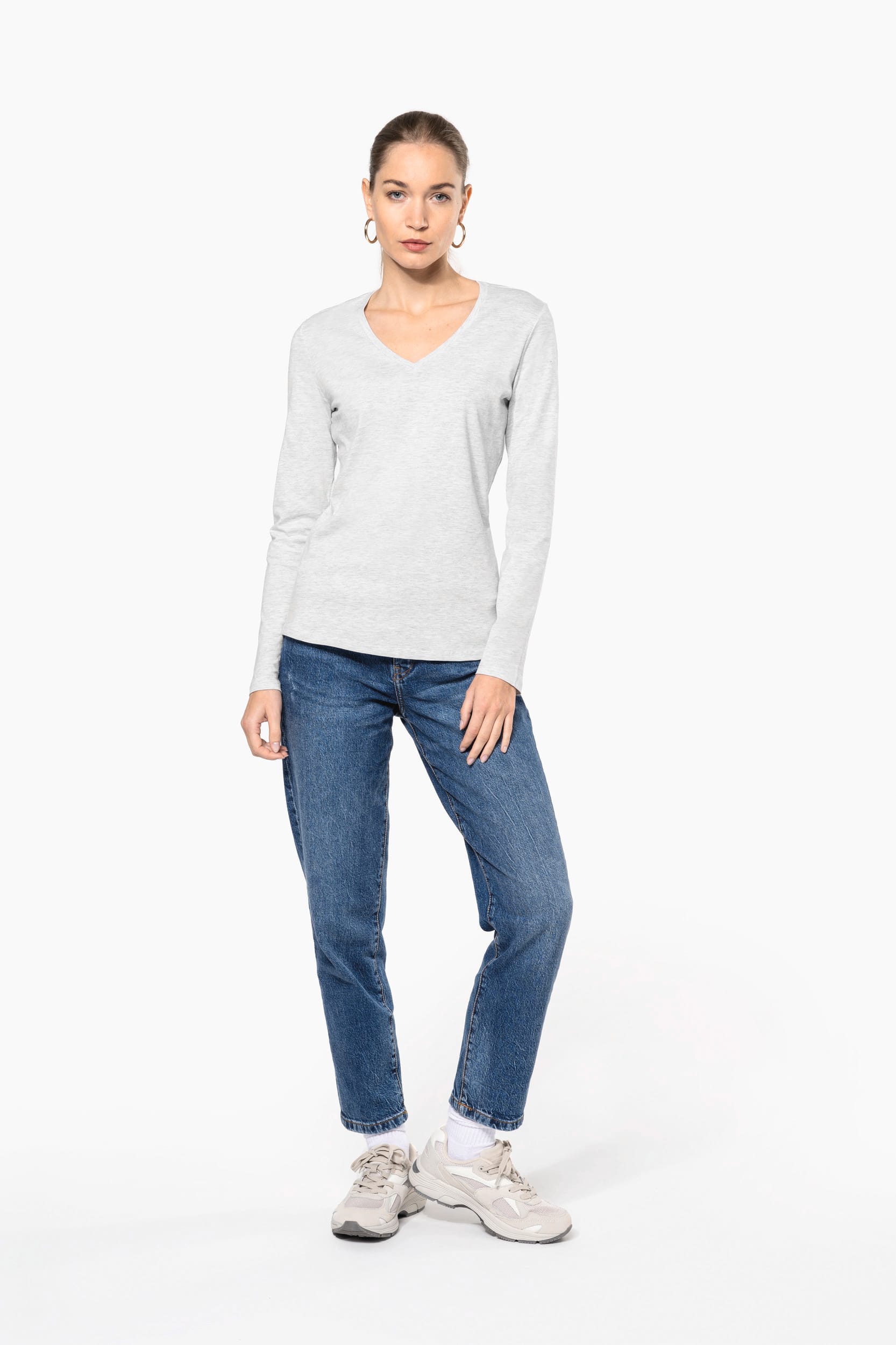 T-shirt col V manches longues femme – vue 6