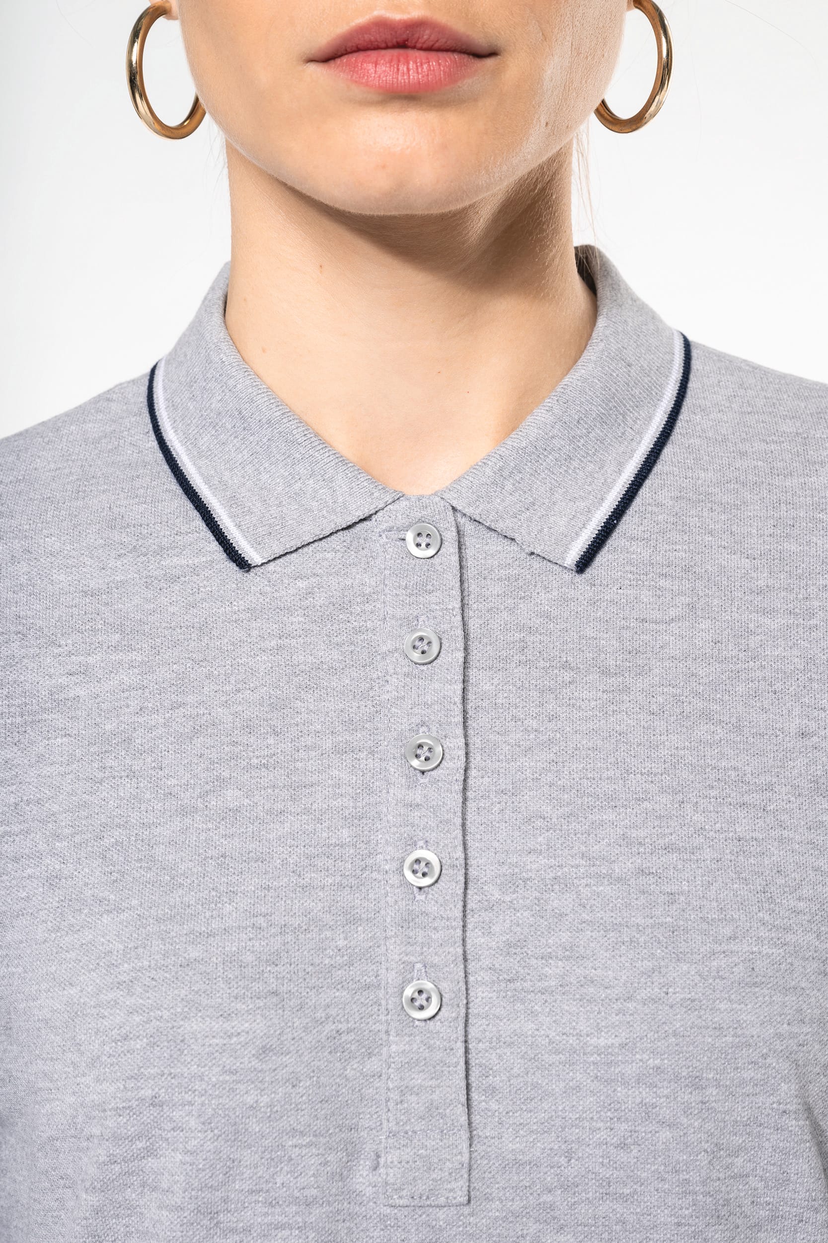 Polo maille piquée manches longues femme – vue 3