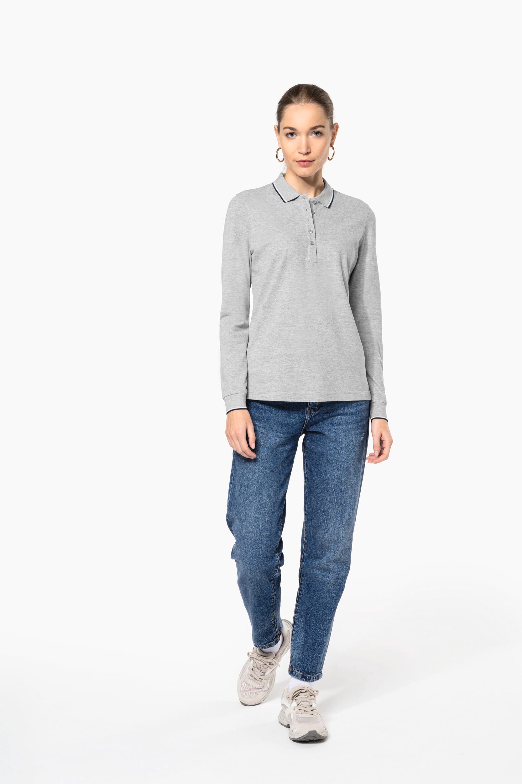 Polo maille piquée manches longues femme – vue 8