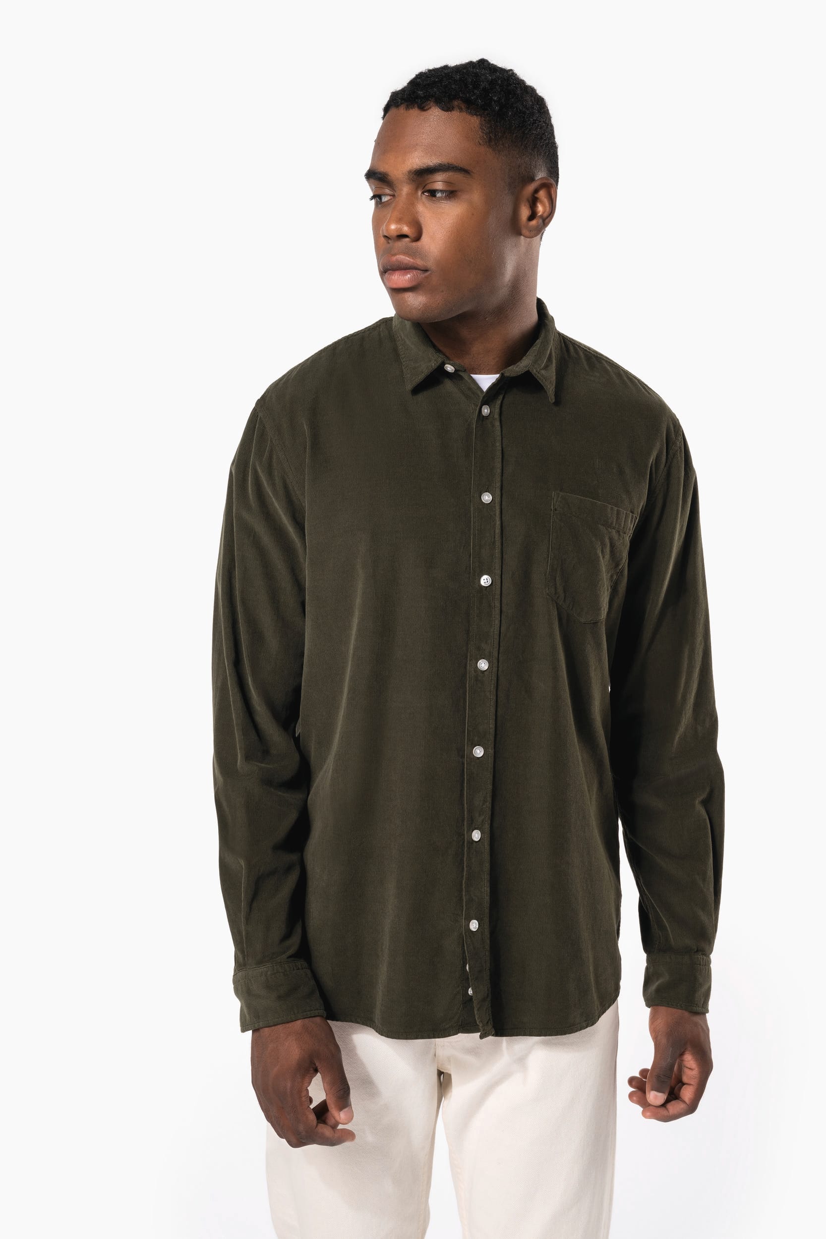 Chemise manches longues en velours homme – vue 10