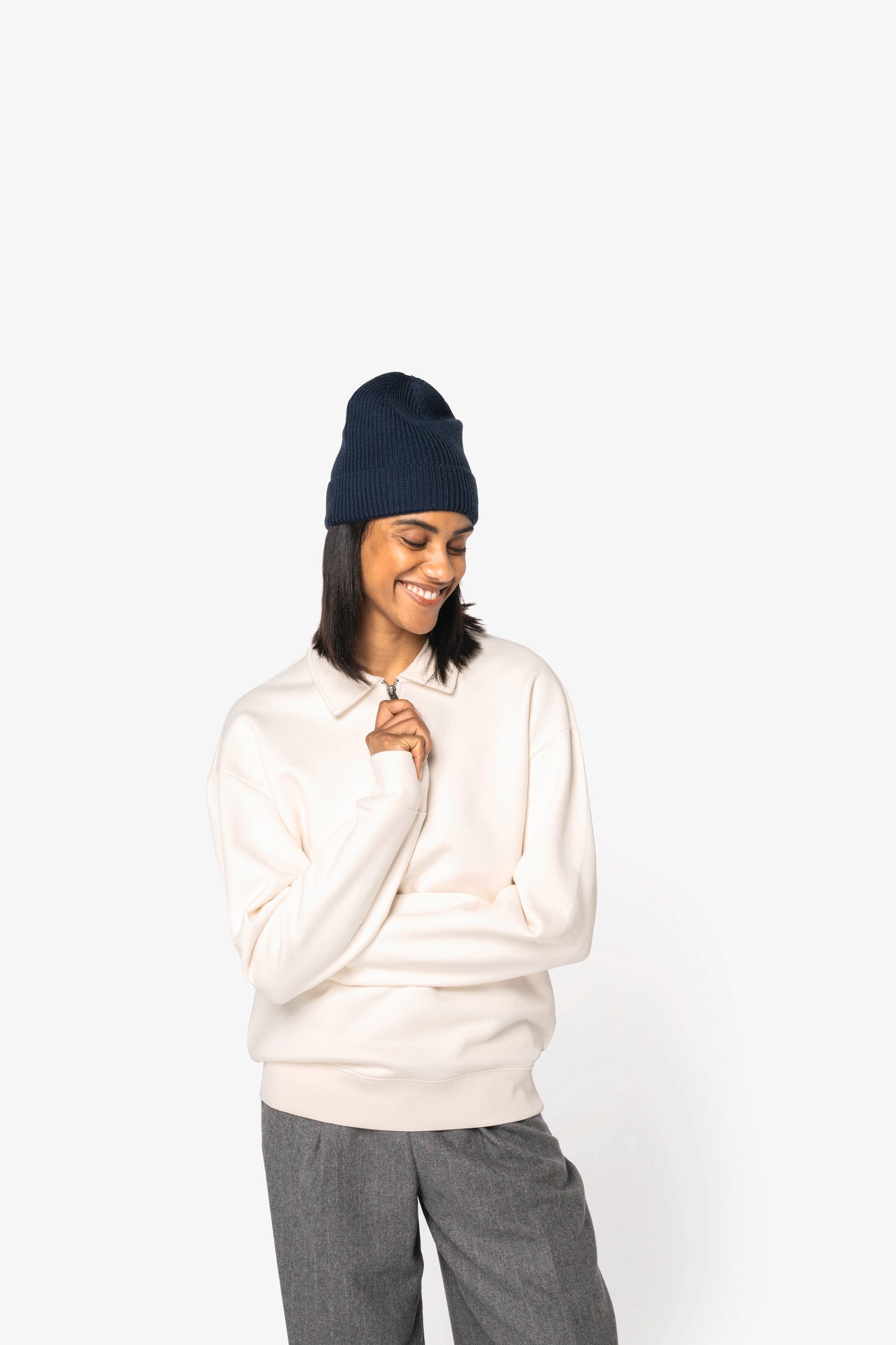 Sweat-shirt écoresponsable quart zip col polo à épaules tombantes unisexe – vue 5