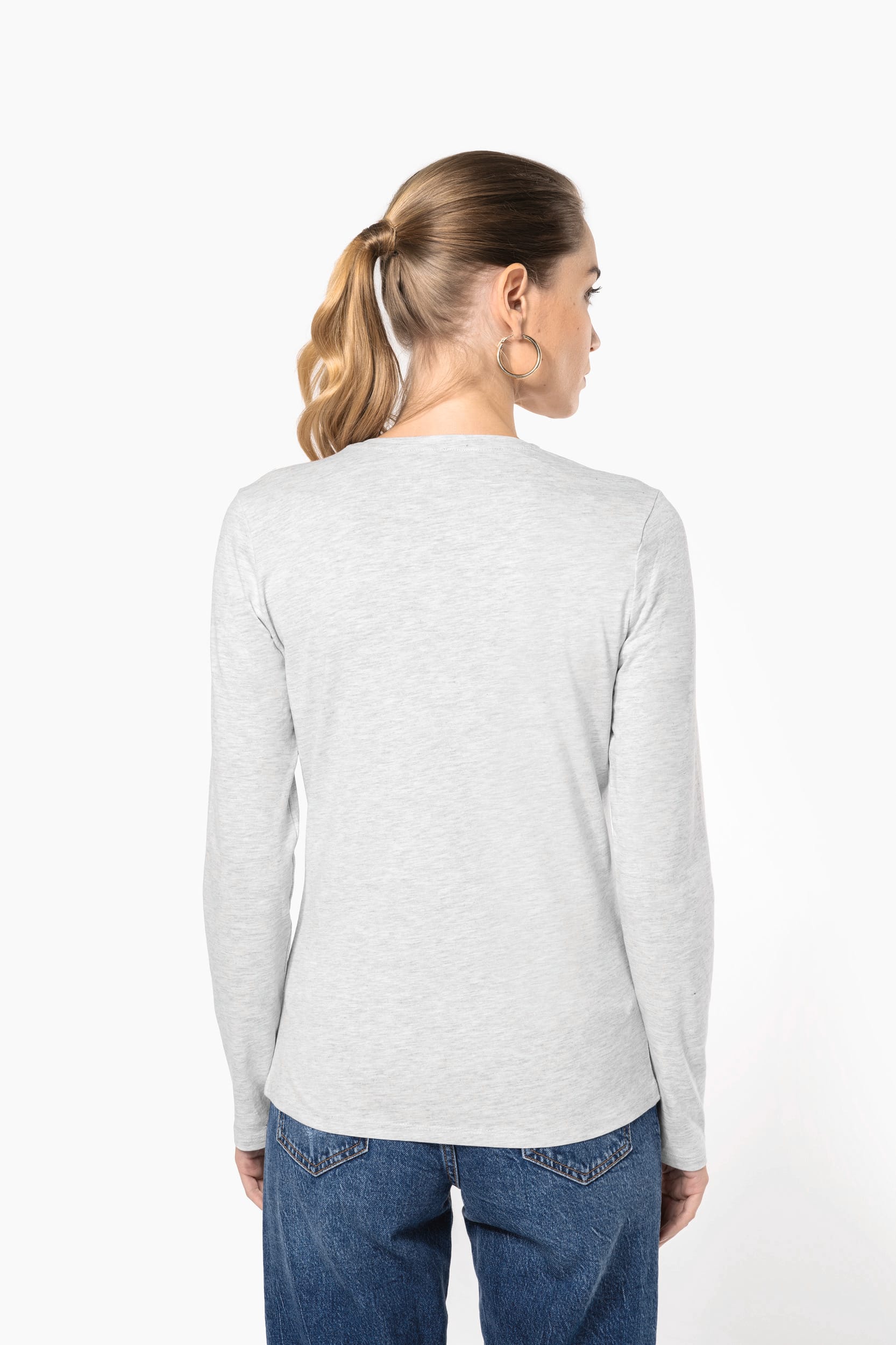 T-shirt col V manches longues femme – vue 2