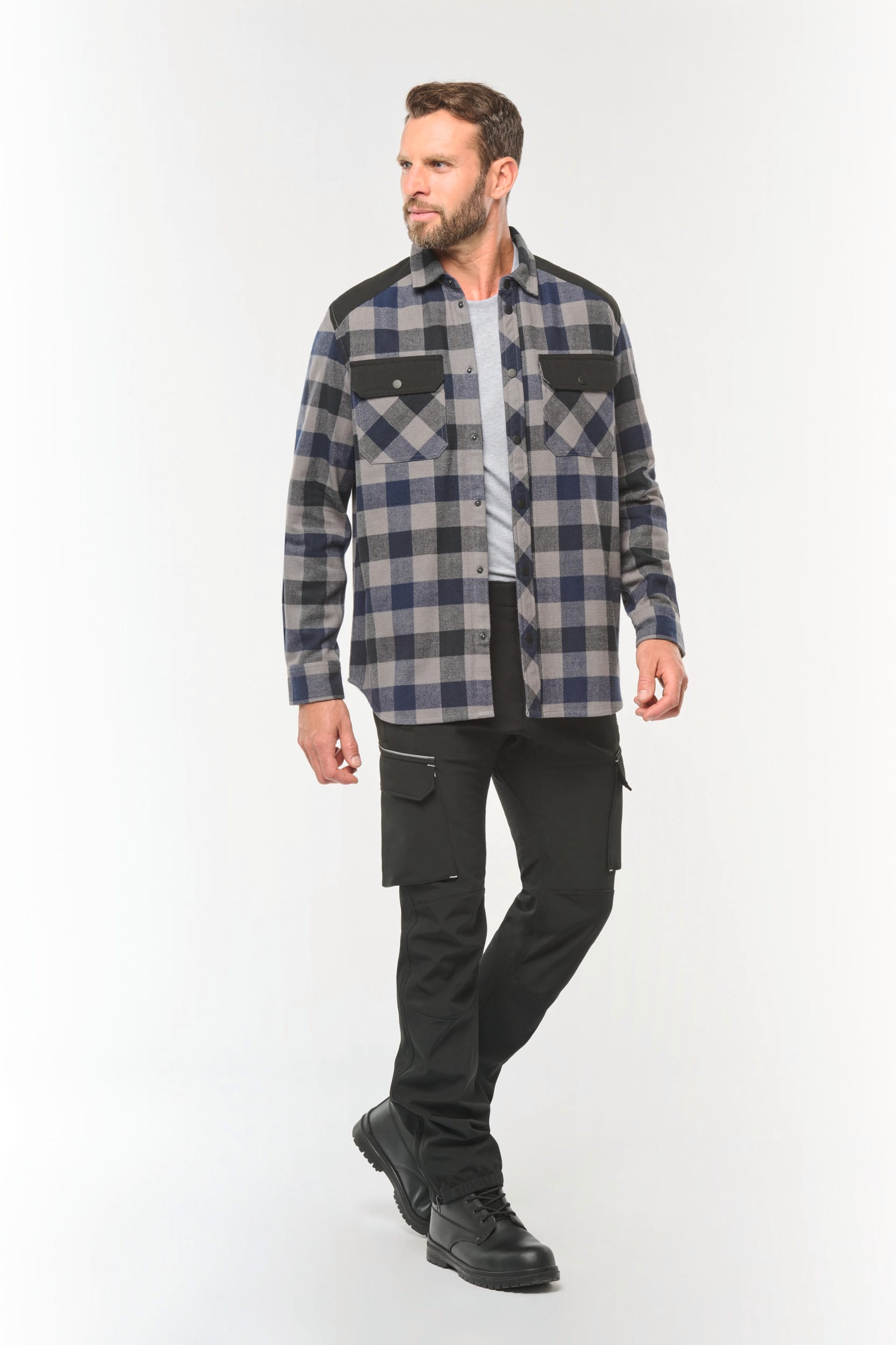 Chemise à carreaux avec poches homme – vue 5