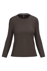 T-shirt col rond manches longues femme coloris Chocolate