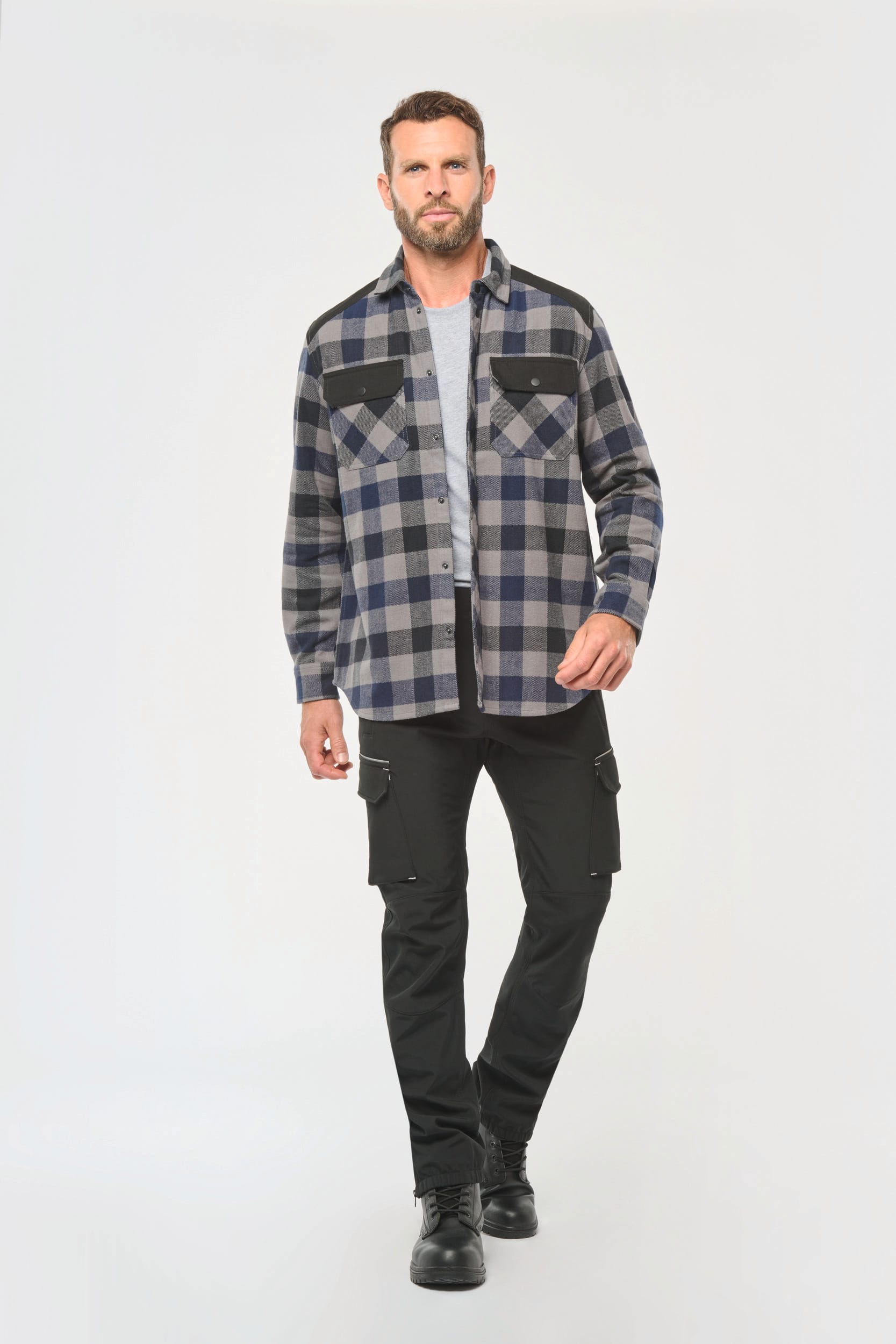 Chemise à carreaux avec poches homme – vue 6