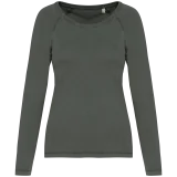 T-shirt écoresponsable raglan manches longues femme coloris Washed Organic Khaki