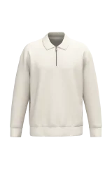 Sweat-shirt écoresponsable quart zip col polo à épaules tombantes unisexe coloris Ivory