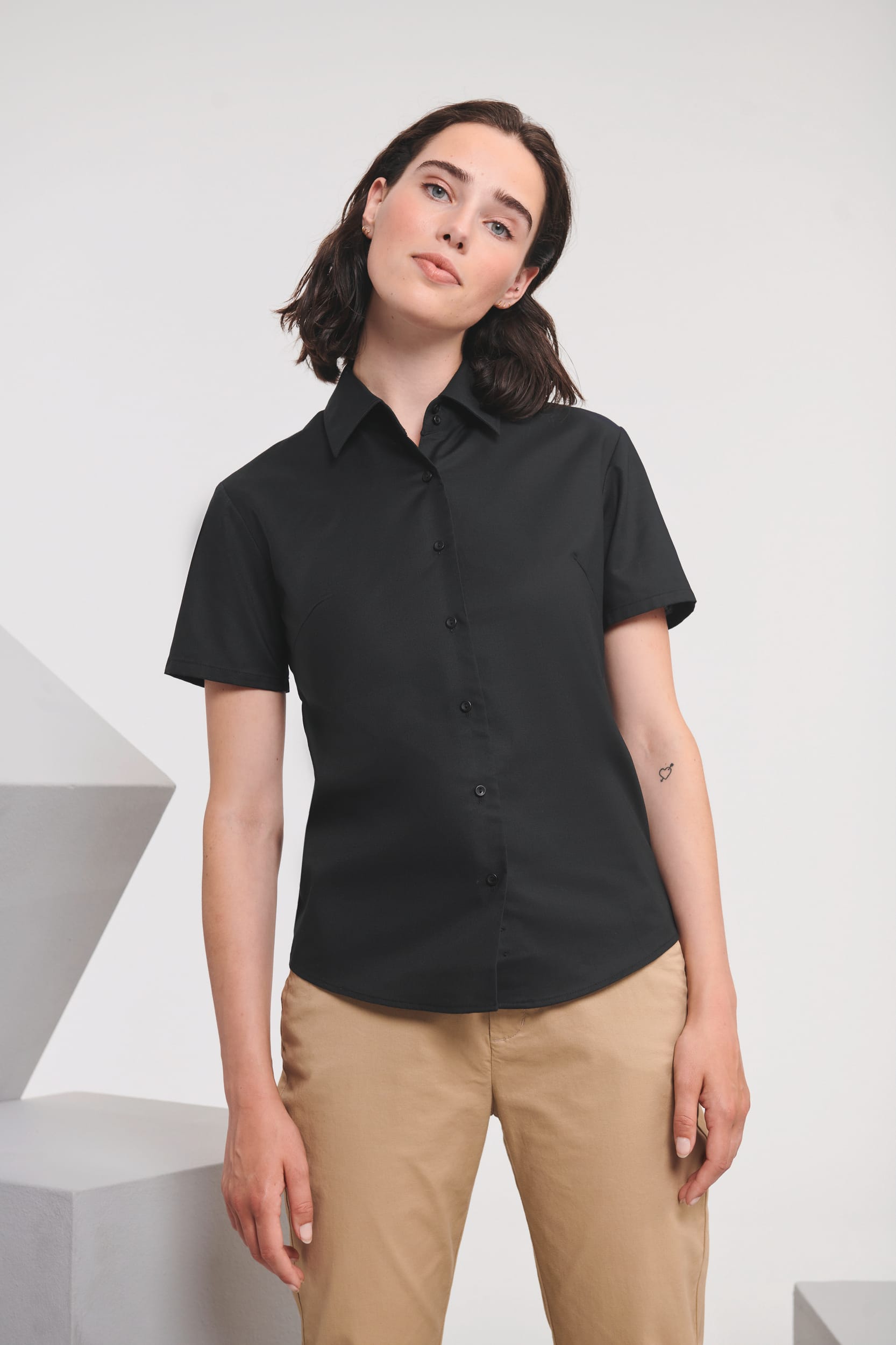 Chemise femme manches courtes Oxford – vue 1