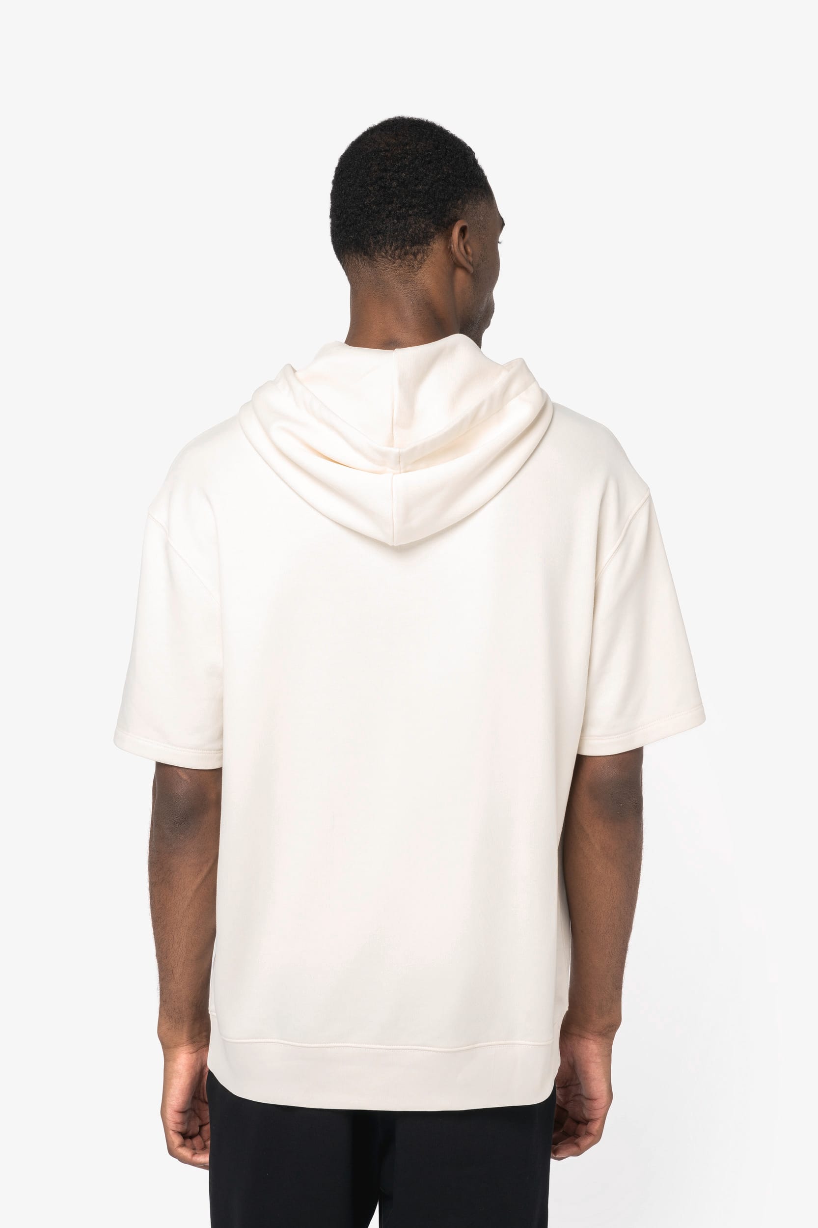 Sweat-shirt écoresponsable à capuche à épaules tombantes manches courtes French Terry unisexe – vue 4