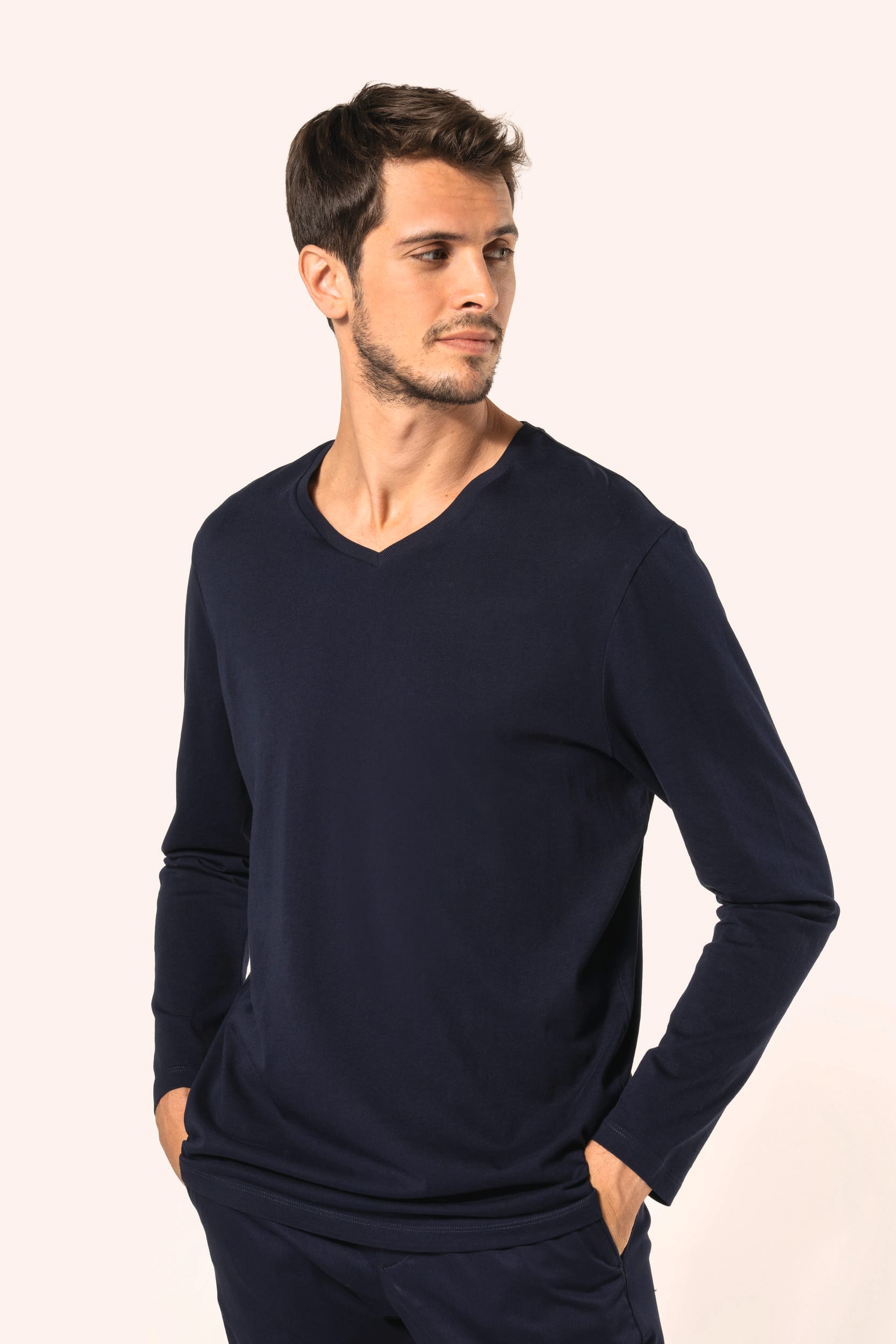 T-shirt Supima® col V manches longues homme – vue 1