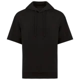 Sweat-shirt écoresponsable à capuche à épaules tombantes manches courtes French Terry unisexe coloris Black