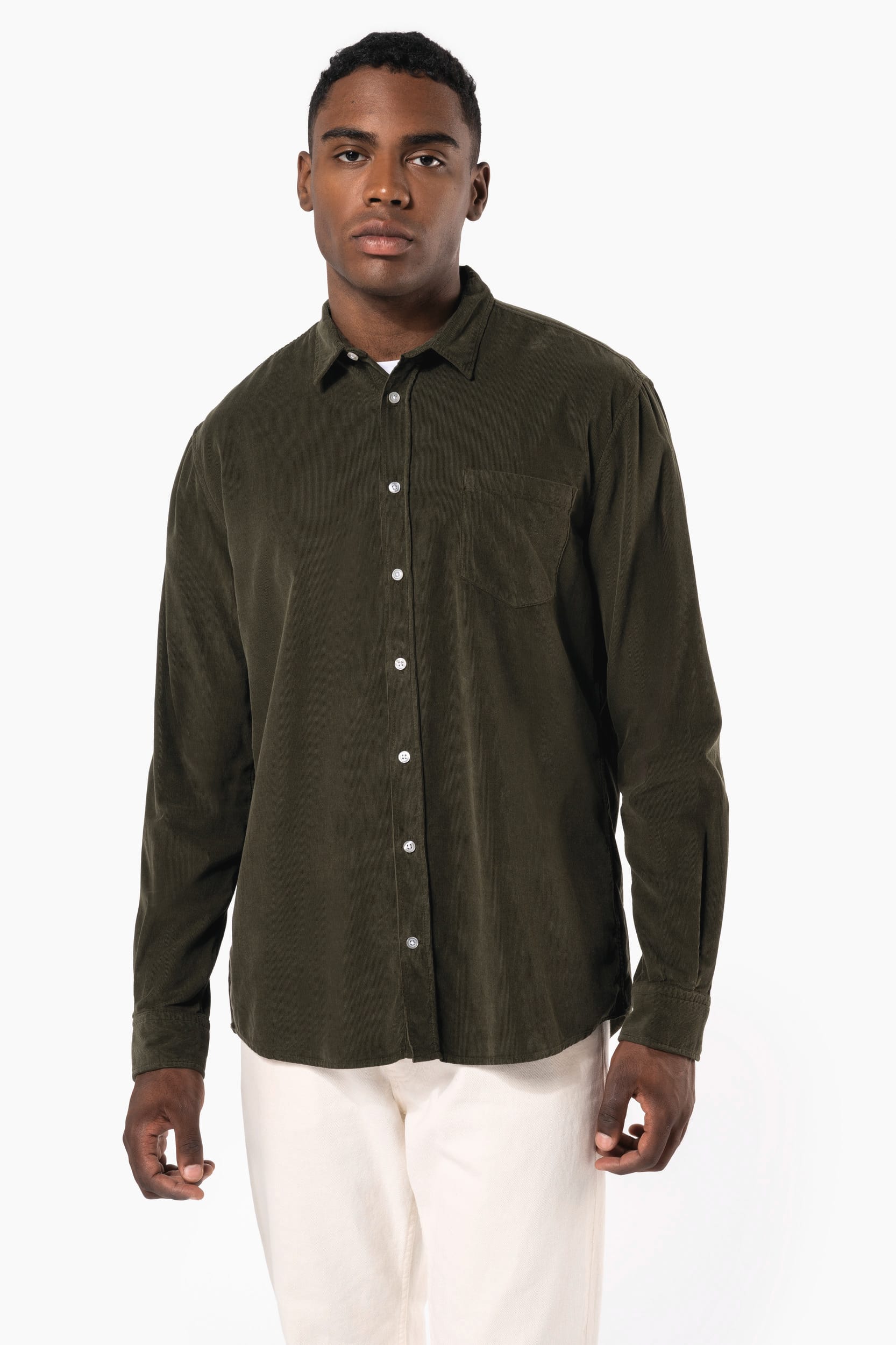 Chemise manches longues en velours homme – vue 1