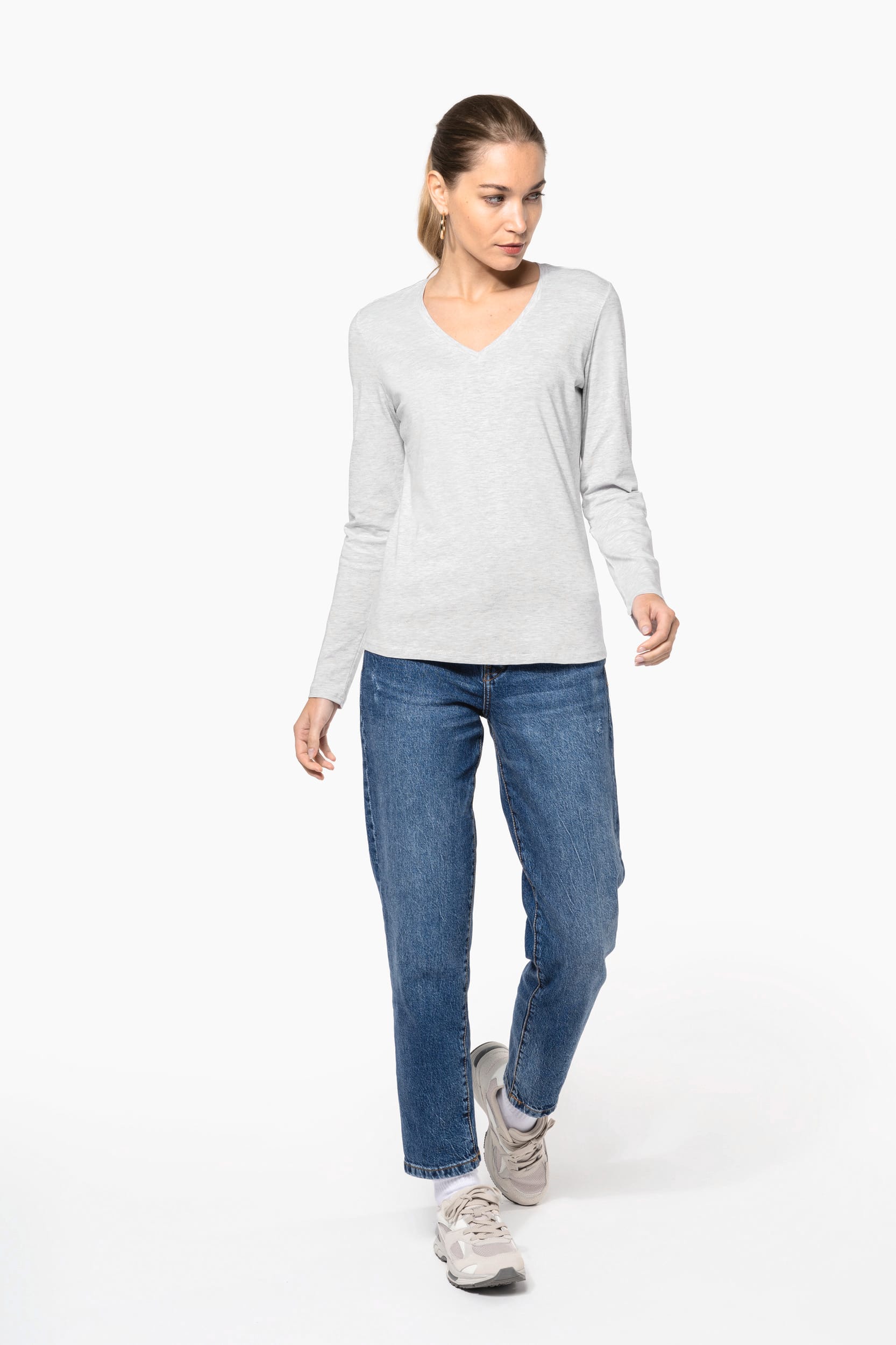T-shirt col V manches longues femme – vue 5