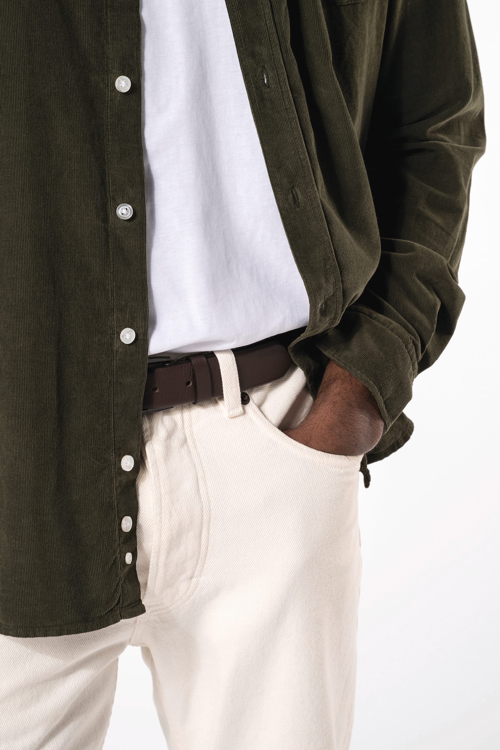 Chemise manches longues en velours homme – vue 6
