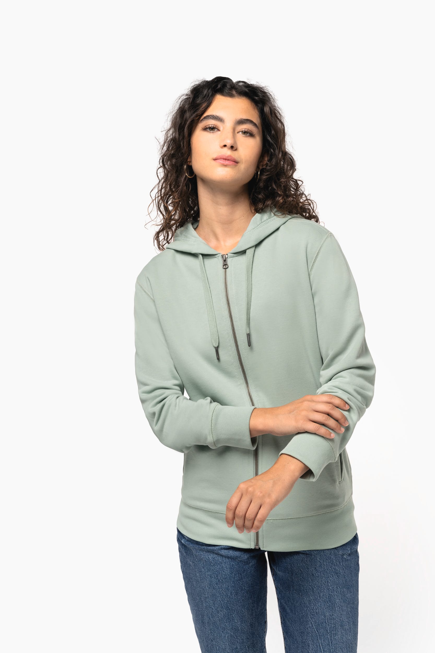 Sweat-shirt french terry écoresponsable zippé à capuche unisexe – vue 7
