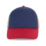 Casquette trucker 5 panneaux en coton canvas - K-up Gold Label coloris Mood Indigo / Light Scarlet Red / Beige Sand