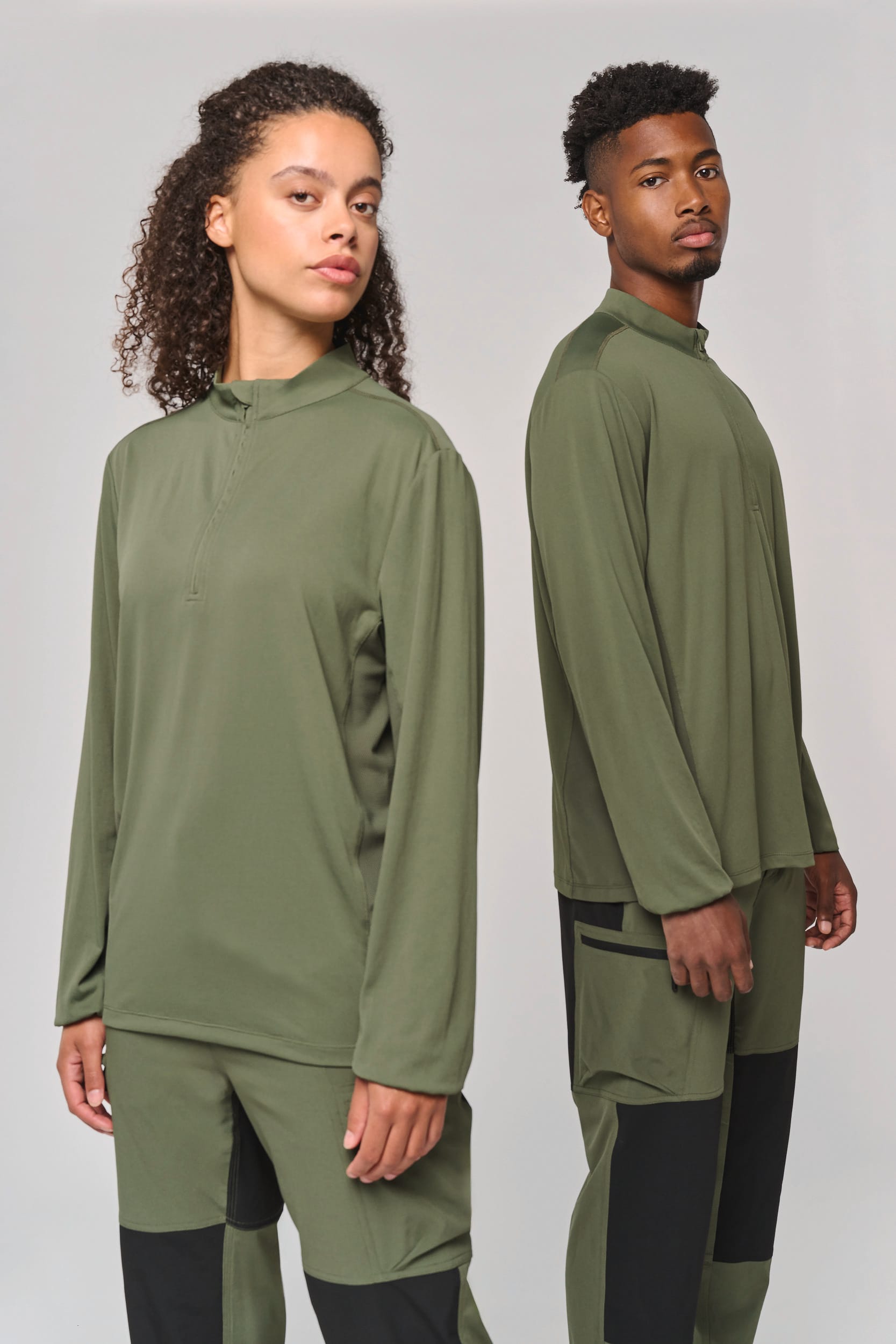 T-shirt outdoor col 1/4 zip manches longues unisexe – vue 1