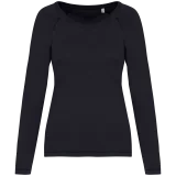 T-shirt écoresponsable raglan manches longues femme coloris Washed Coal Grey