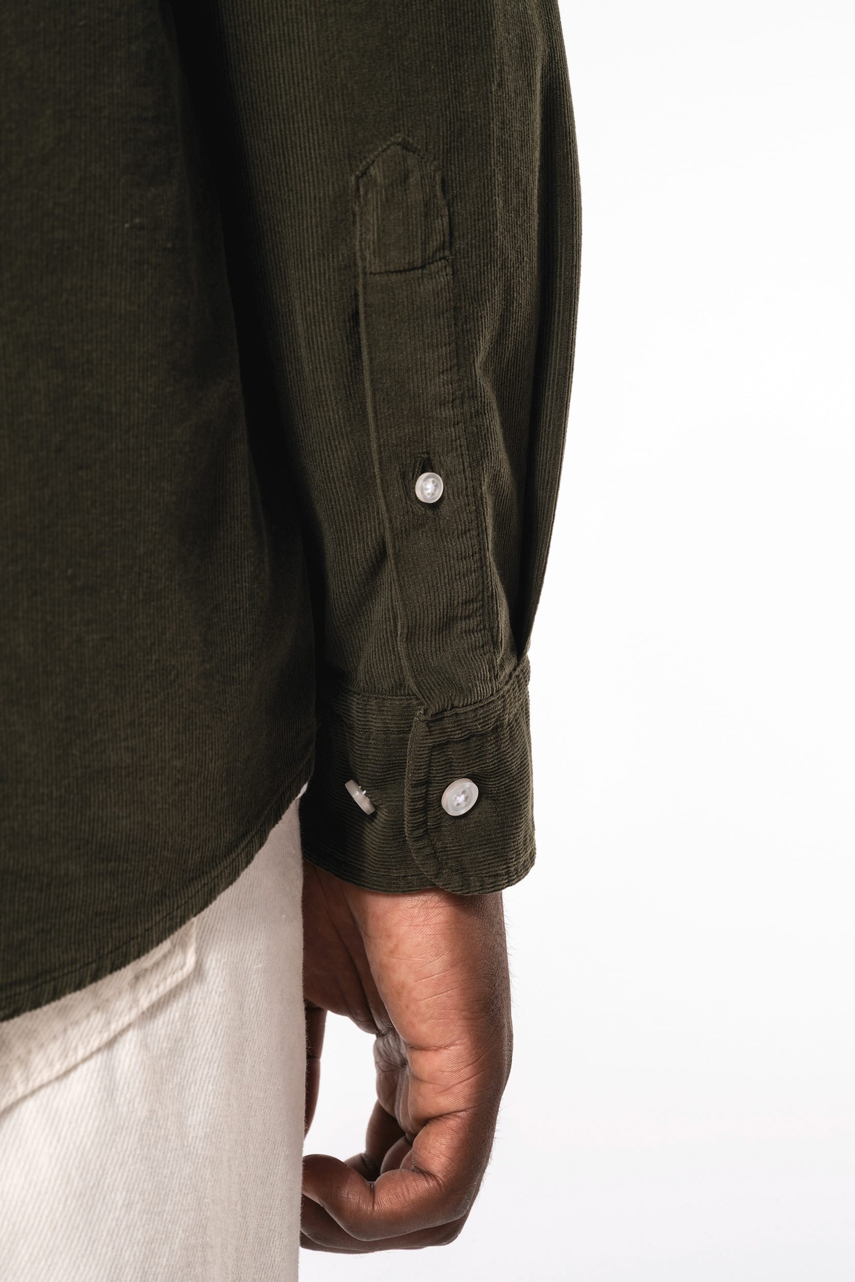 Chemise manches longues en velours homme – vue 8