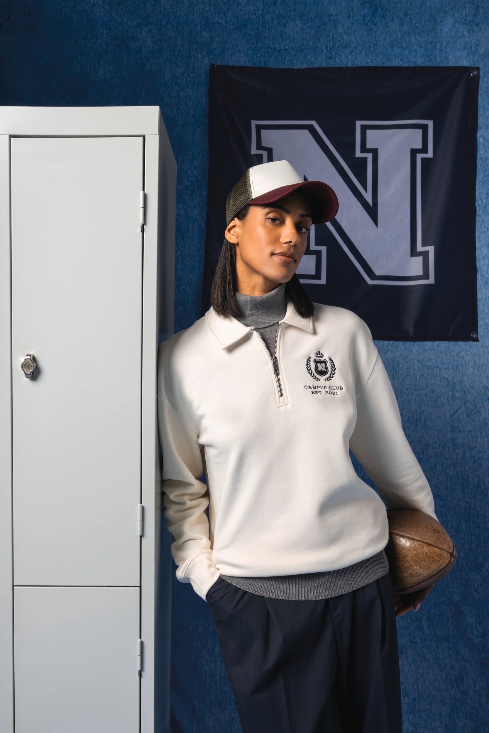 Sweat-shirt écoresponsable quart zip col polo à épaules tombantes unisexe – vue 7