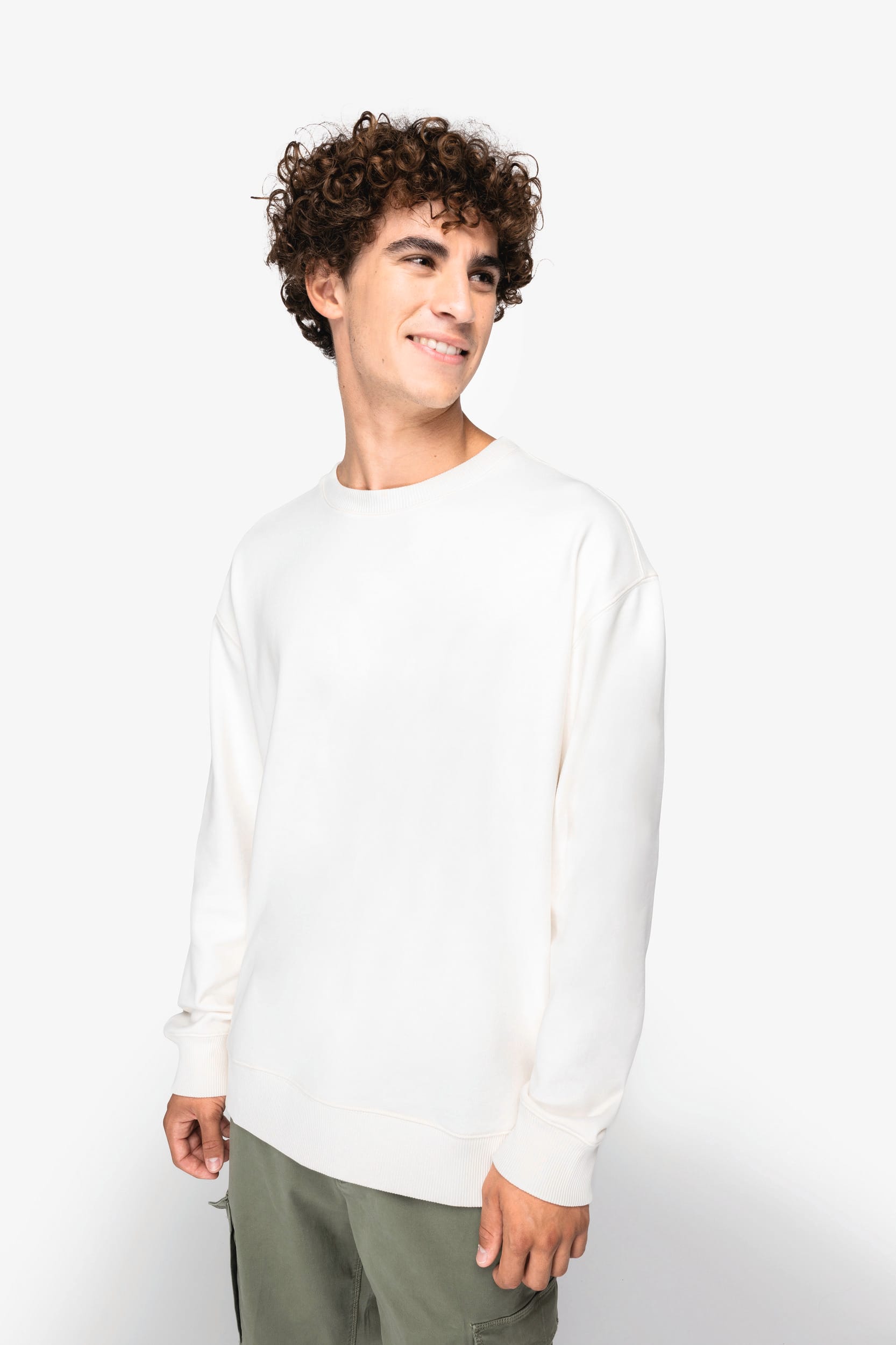 Sweat-shirt écoresponsable à col rond à épaules tombantes French Terry unisexe – vue 4