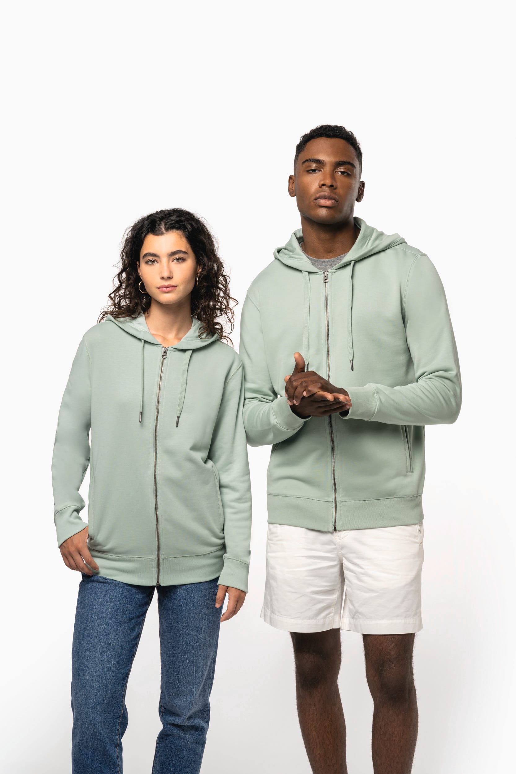 Sweat-shirt french terry écoresponsable zippé à capuche unisexe – vue 1
