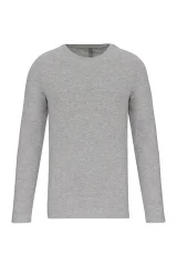 T-shirt col rond manches longues homme coloris Light grey heather