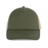 Casquette trucker 5 panneaux en coton canvas - K-up Gold Label coloris Clover Green / Beige Sand