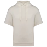 Sweat-shirt écoresponsable à capuche à épaules tombantes manches courtes French Terry unisexe coloris Ivory