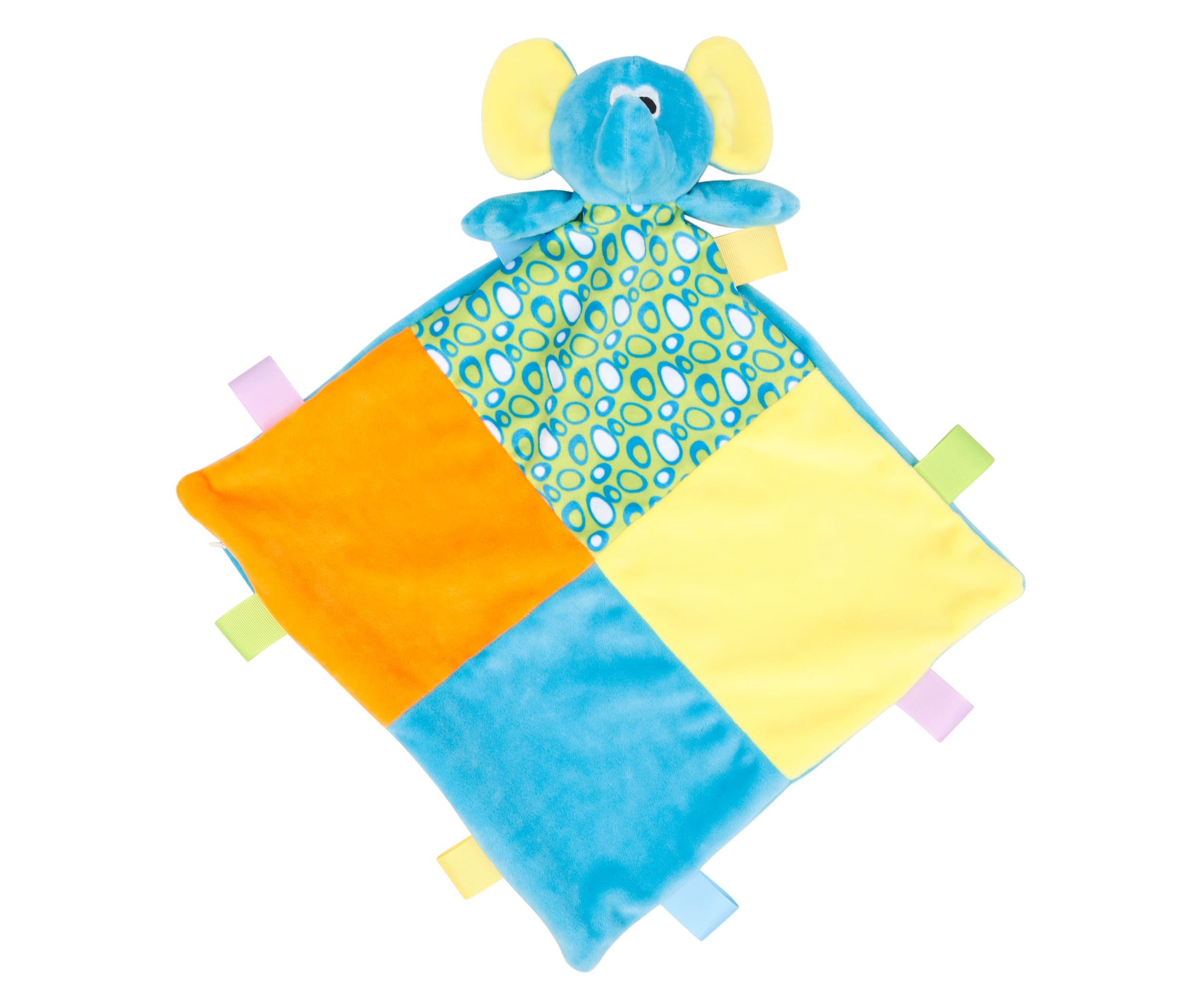 Doudou plat multicolore éléphant