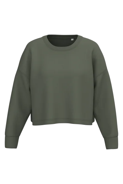 Sweat-shirt crop col rond femme