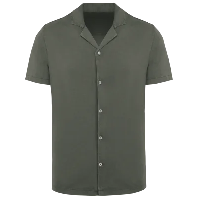 Chemise écoresponsable à col bowling délavée en jersey manches courtes homme