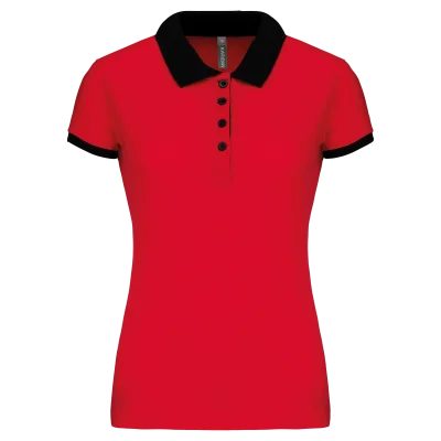 Polo piqué bicolore femme