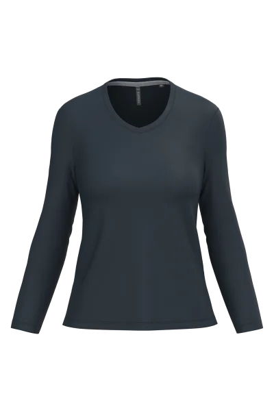 T-shirt col V manches longues femme