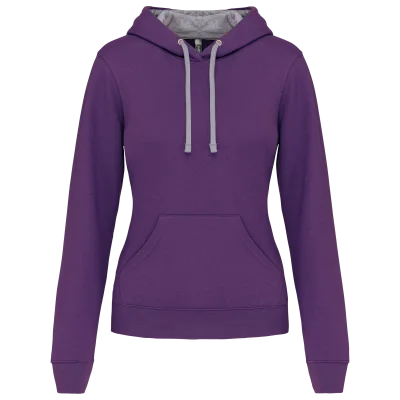 Sweat-shirt capuche contrastée femme