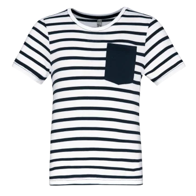 T-shirt rayé marin avec poche manches courtes enfant