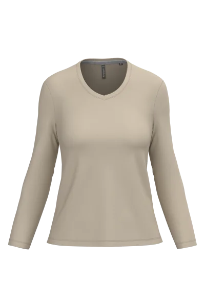 T-shirt col V manches longues femme