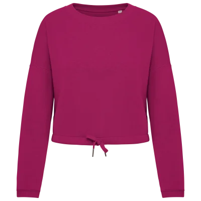 Sweat-shirt écoresponsable à col rond oversize crop femme