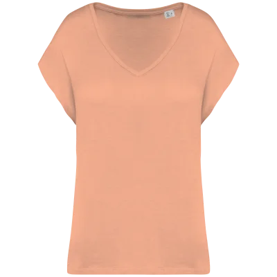 T-shirt écoresponsable loose à col V femme