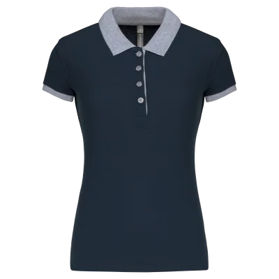 Polo piqué bicolore femme